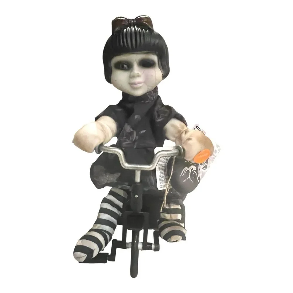 Animated Haunted Rag Doll On Tricycle Halloween Decor Lights Talks  Creepy Moves